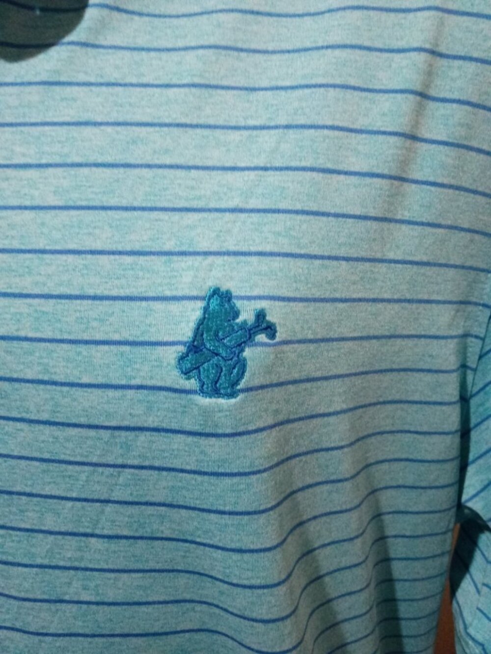 Johnnie-O Polo Shirt Mens XL Blue Striped Performance Stretch Short Sleeve Logo - Picture 2 of 13
